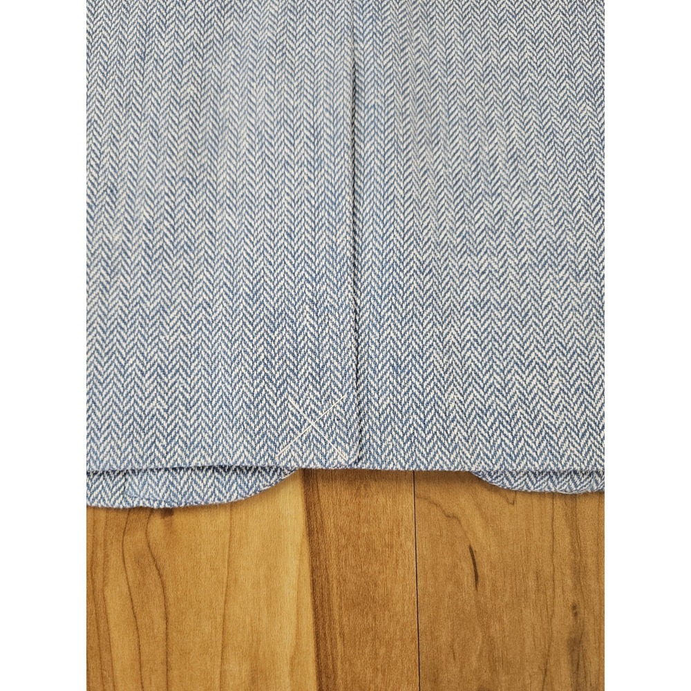 J.Crew Parka Blazer Linen Cotton Blend Womens SZ 18 Blue Herringbone One Button - Picture 9 of 14